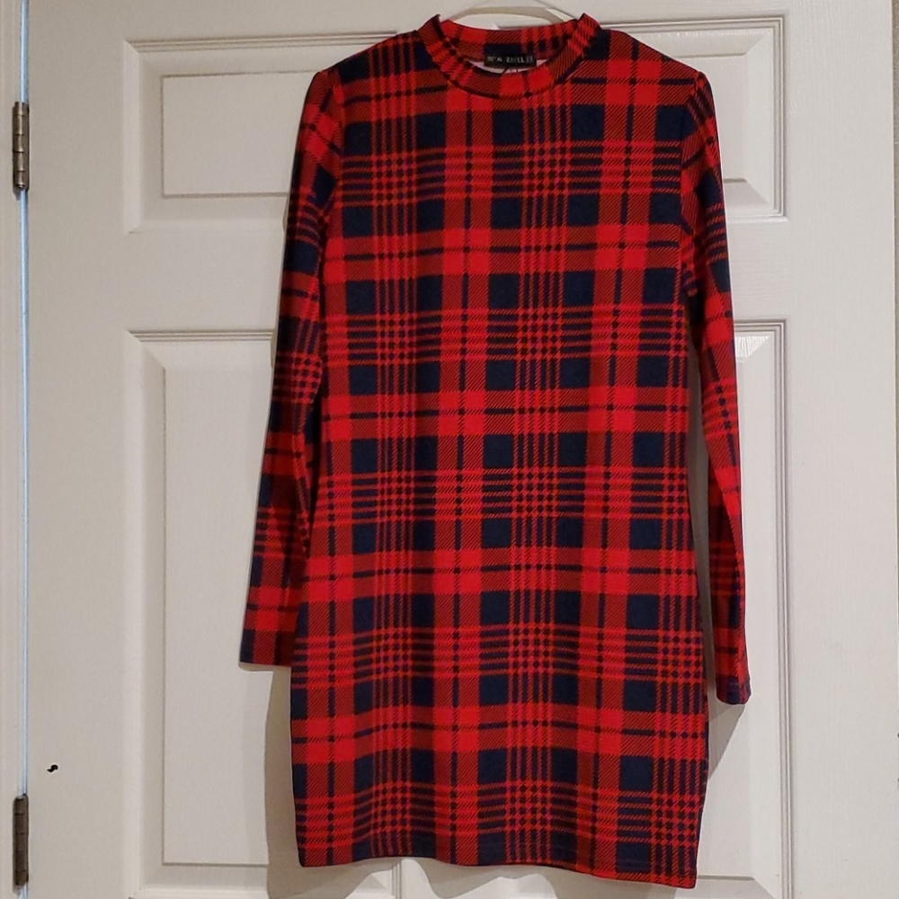 Zaful Women's Red Plaid Dress